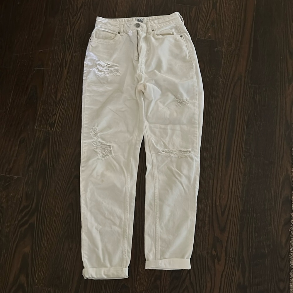 White Ripped Mom Jeans - Picture 1 of 2